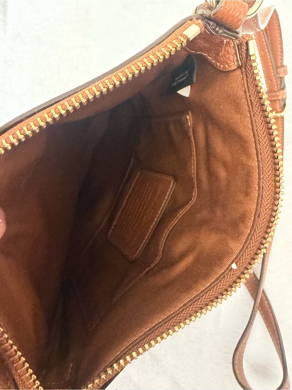 Coach Tan Pebbled Leather Slim Crossbody with Gold Logo - Picture 3 of 4